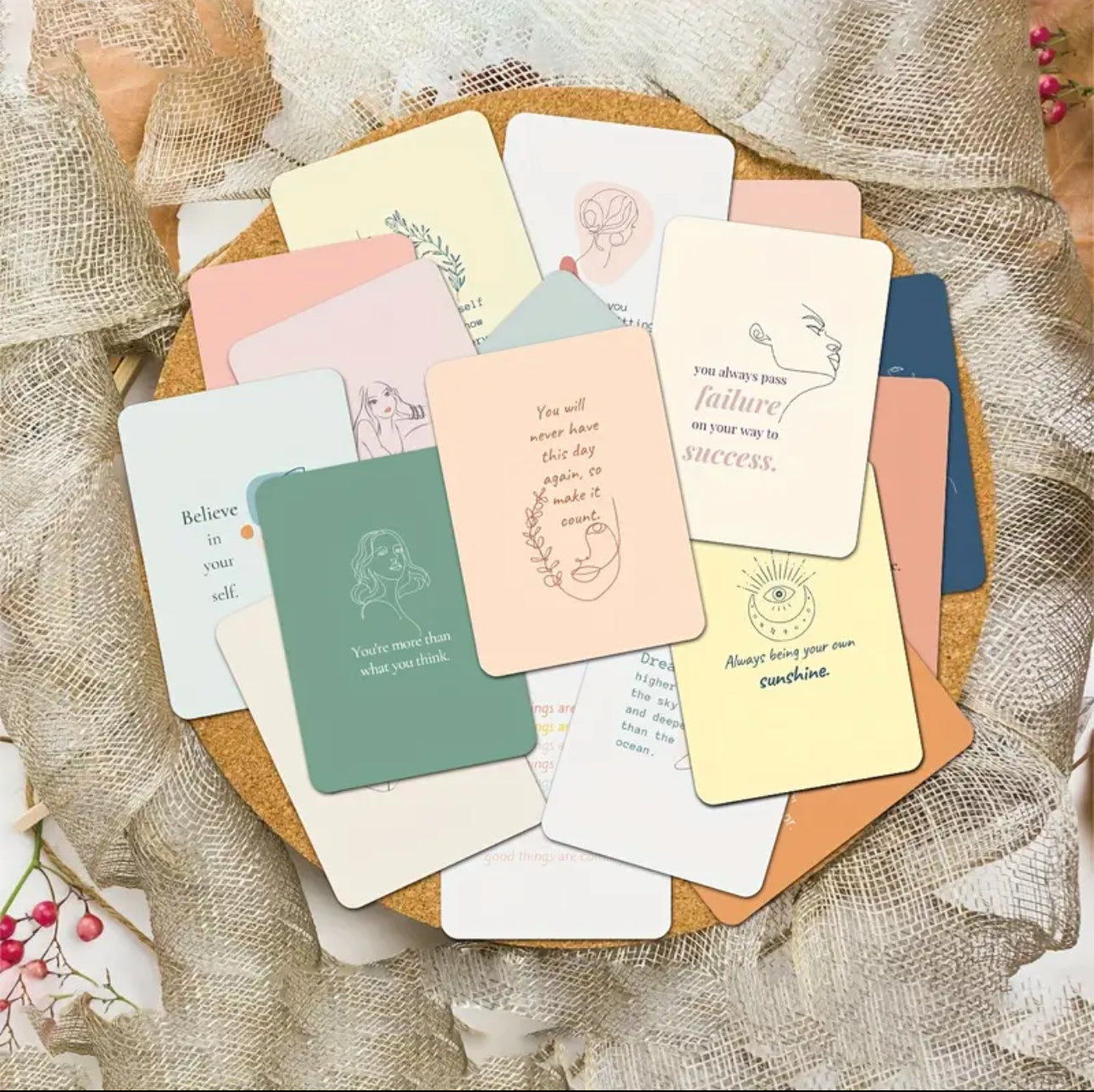 30pcs Inspirational Affirmation Cards for Mindfulness & Mental Health