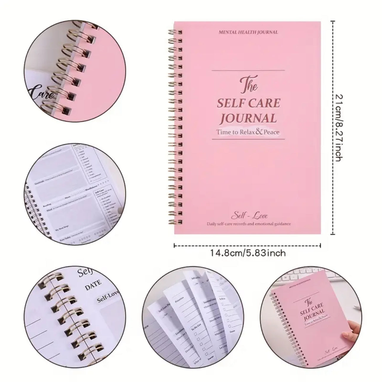 50 Sheets Undated Pink Daily Self-Care Journal