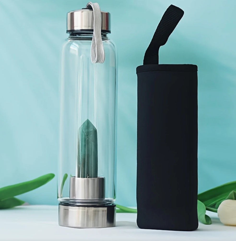 1pc Natural Crystal Gemstone Water Bottle Green Aventurine