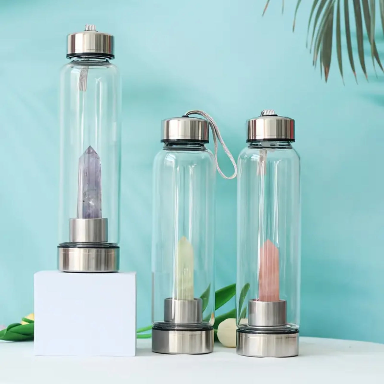 1pc Natural Crystal Gemstone Water Bottle