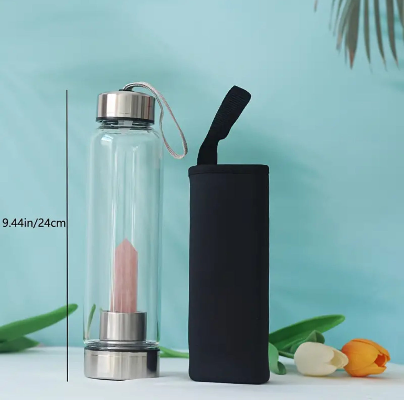 1pc Natural Crystal Gemstone Water Bottle