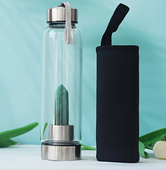 1pc Natural Crystal Gemstone Water Bottle Green Aventurine