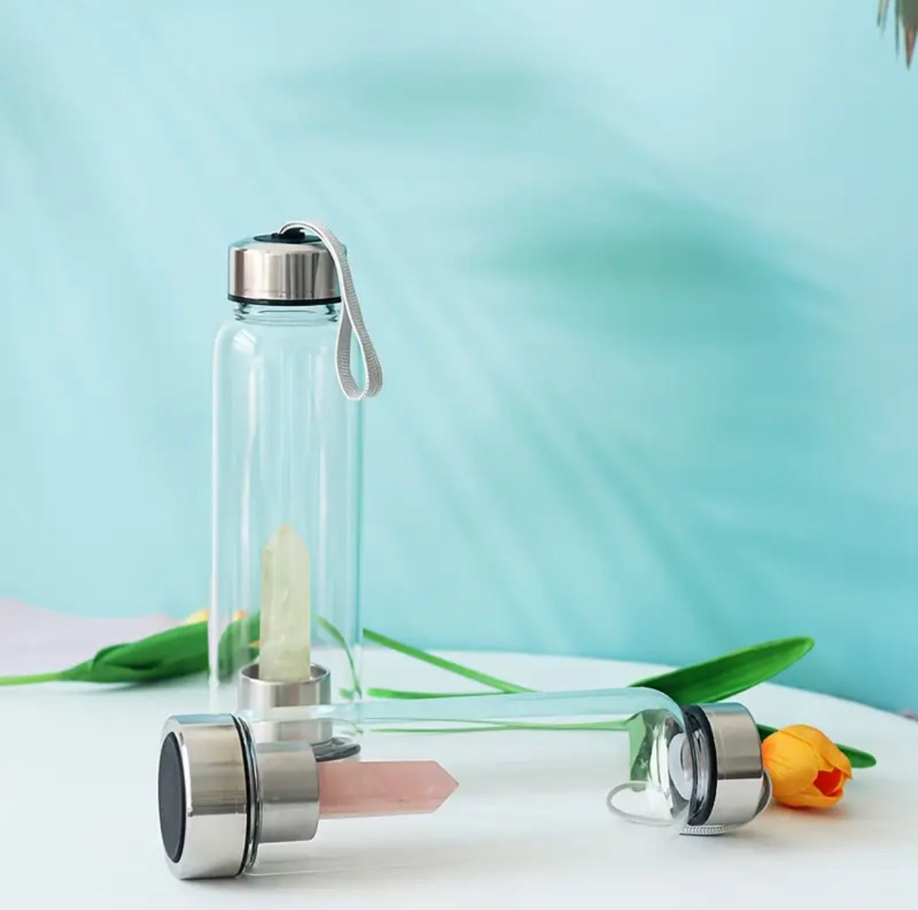 1pc Natural Crystal Gemstone Water Bottle
